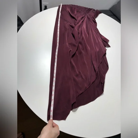 Alice + Olivia Burgundy Silk Draped Midi Dress Cocktail Wedding Guest Prom